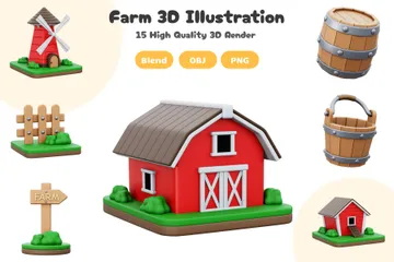 Conjunto Fazenda Pacote de Icon 3D