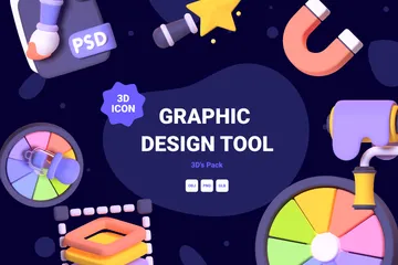 Conjunto de ferramentas de design gráfico Pacote de Icon 3D