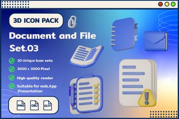 Conjunto de gerenciamento de documentos e arquivos.03 Pacote de Icon 3D