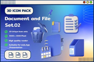 Conjunto de gestión de documentos y archivos.02 Paquete de Icon 3D