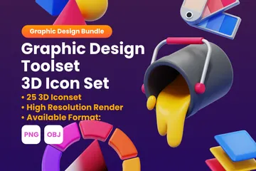 Conjunto de herramientas de diseño gráfico Paquete de Icon 3D