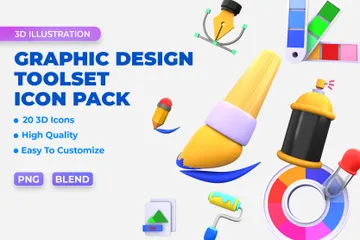 Conjunto de herramientas de diseño gráfico 3D Icon Pack