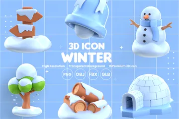 Conjunto de ícones 3D de inverno Pacote de Icon 3D