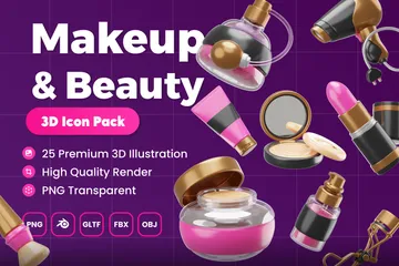 Conjunto de iconos 3D de maquillaje y belleza Paquete de Icon 3D