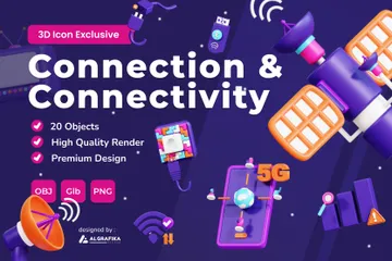 Connection And Connectivity 3D Icon Pack