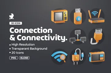 Connection And Connectivity 3D Icon Pack