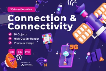 Connexion et connectivité Pack 3D Icon