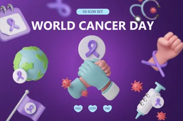 Conscientização sobre o Dia Mundial do Câncer Pacote de Icon 3D