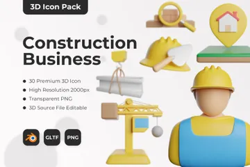 Construction Business 3D Icon Pack
