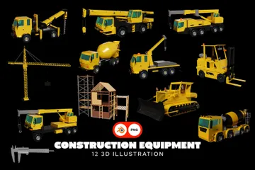 Construction Equipment 3D Icon Pack