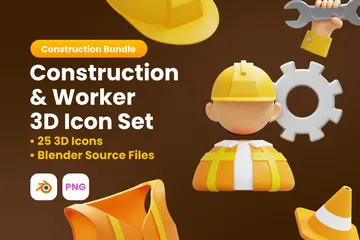 Construction et travailleur Pack 3D Icon