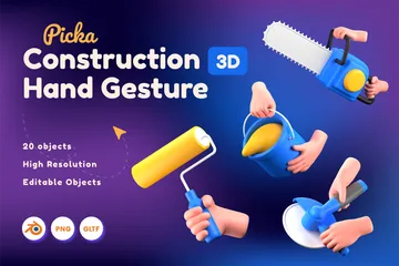 Construction Hand Gesture 3D Icon Pack