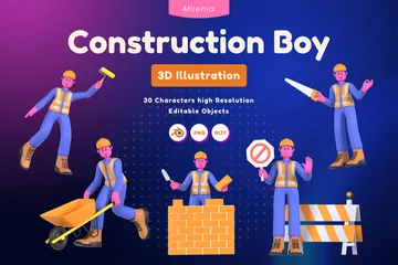 Construction Male 3D Illustration Pack