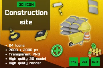 Construction Site 3D Icon Pack