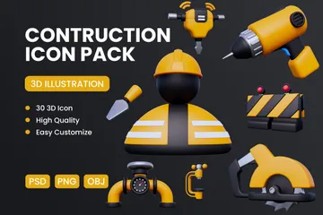 Construction Tools 3D Icon Pack