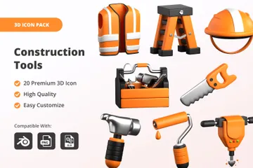 Construction Tools 3D Icon Pack