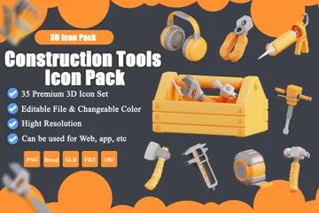 Construction Tools 3D Icon Pack