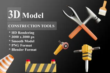 Construction Tools And Equipment 3D Icon Pack