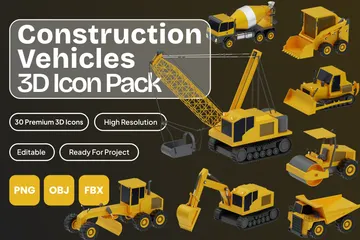 Construction Vehicles 3D Icon Pack