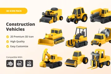 Construction Vehicles 3D Icon Pack