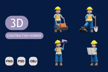 Construction Worker 3D Illustration Pack