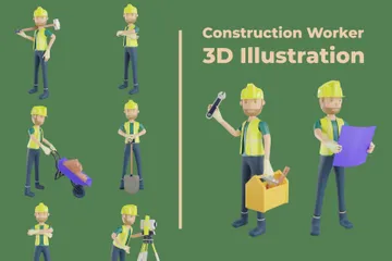 Construction Worker 3D Illustration Pack