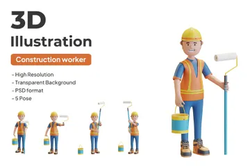 Construction Worker 3D Illustration Pack