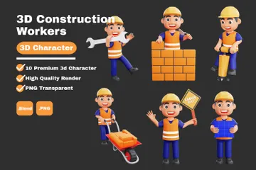 Construction Workers 3D Illustration Pack