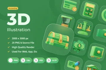 Contabilidade Pacote de Icon 3D