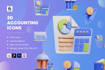 Contabilidade Pacote de Icon 3D