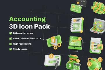 Contabilidade Pacote de Icon 3D