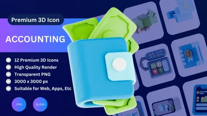 Contabilidade Pacote de Icon 3D