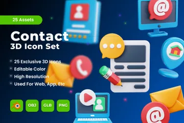 Contact 3D Icon Pack