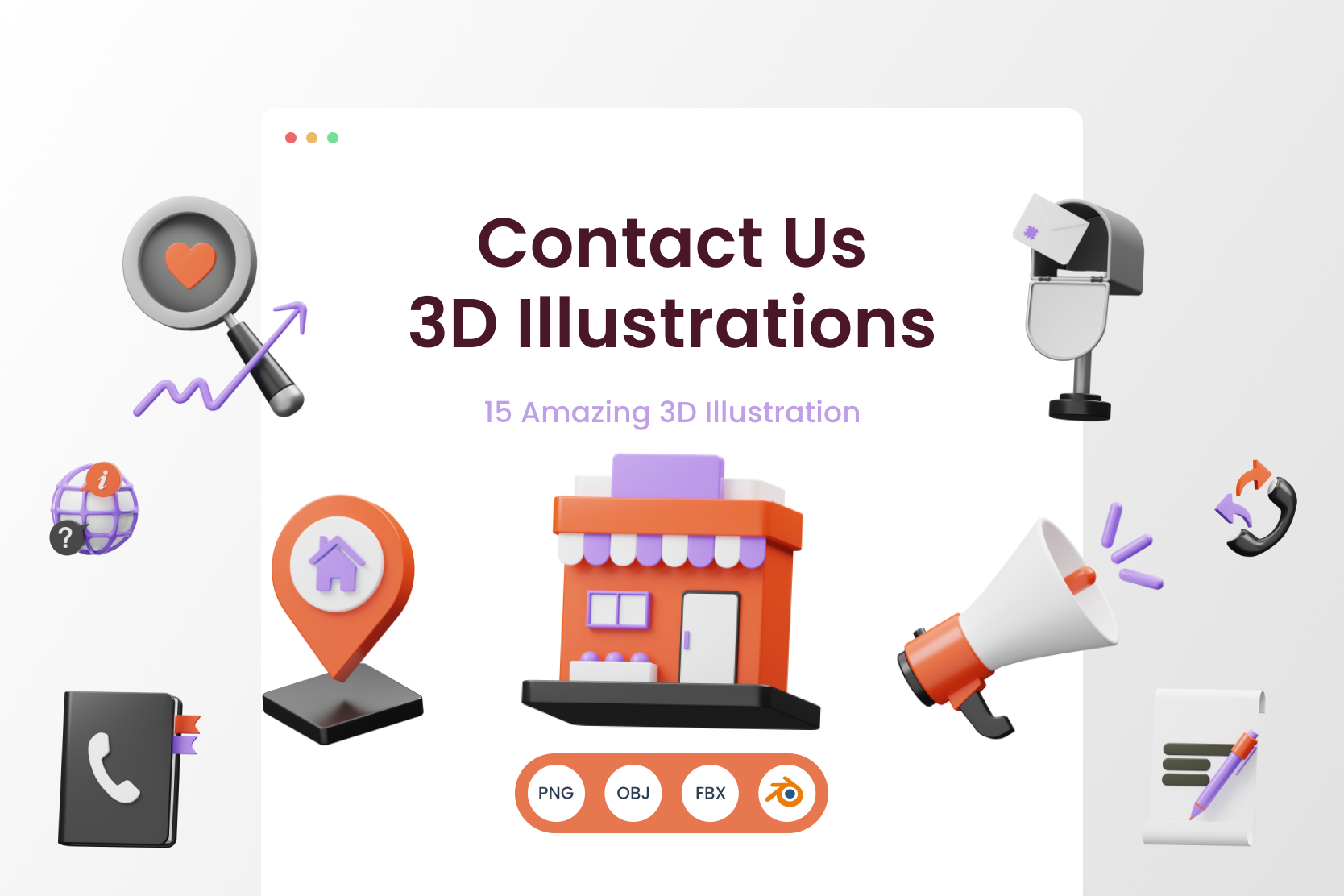 Premium Contact Us 3D Illustration pack from Services 3D Illustrations