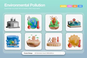 Contaminación ambiental Paquete de Icon 3D