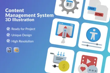 Content Management System 3D Icon Pack