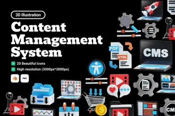 Content Management System 3D Icon Pack