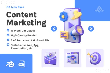 Content Marketing 3D Icon Pack