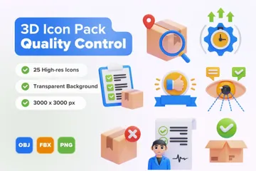 Controle de qualidade Pacote de Icon 3D