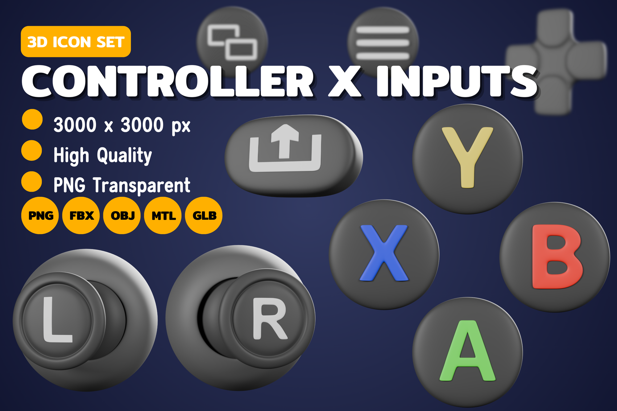 Controller X Inputs 3D Icon Pack - 46 Free Download Sports & Games 3D ...