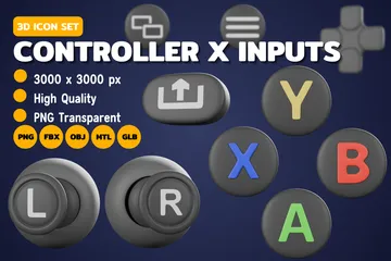 Controller X Inputs 3D Icon Pack