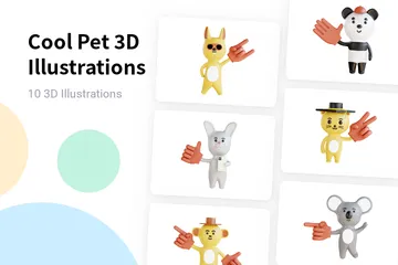 Animal de compagnie cool Pack 3D Illustration