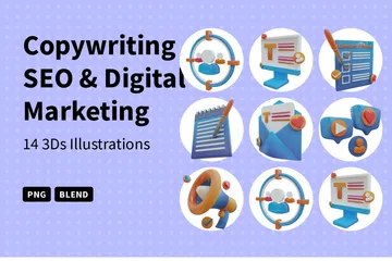 Copywriting SEO & Digital Marketing 3D Icon Pack