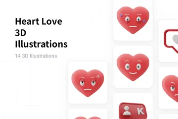 Coração amor Pacote de Illustration 3D