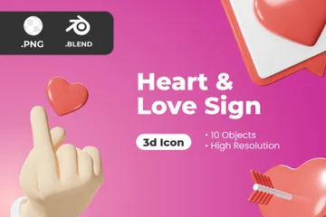 Coração amor Pacote de Icon 3D