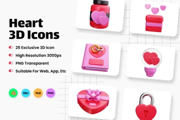 Corazón Paquete de Icon 3D