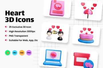 Corazones Paquete de Icon 3D