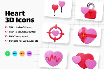 Corazones Paquete de Icon 3D