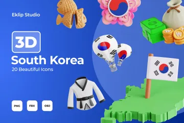 Coreia do Sul Pacote de Icon 3D