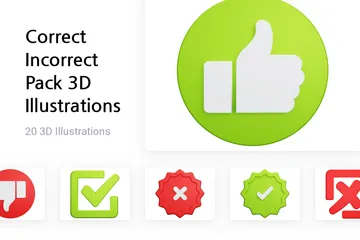 Correct et incorrect Pack 3D Illustration